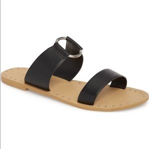 8.5 NWT Topshop Black Leather Slide Sandals